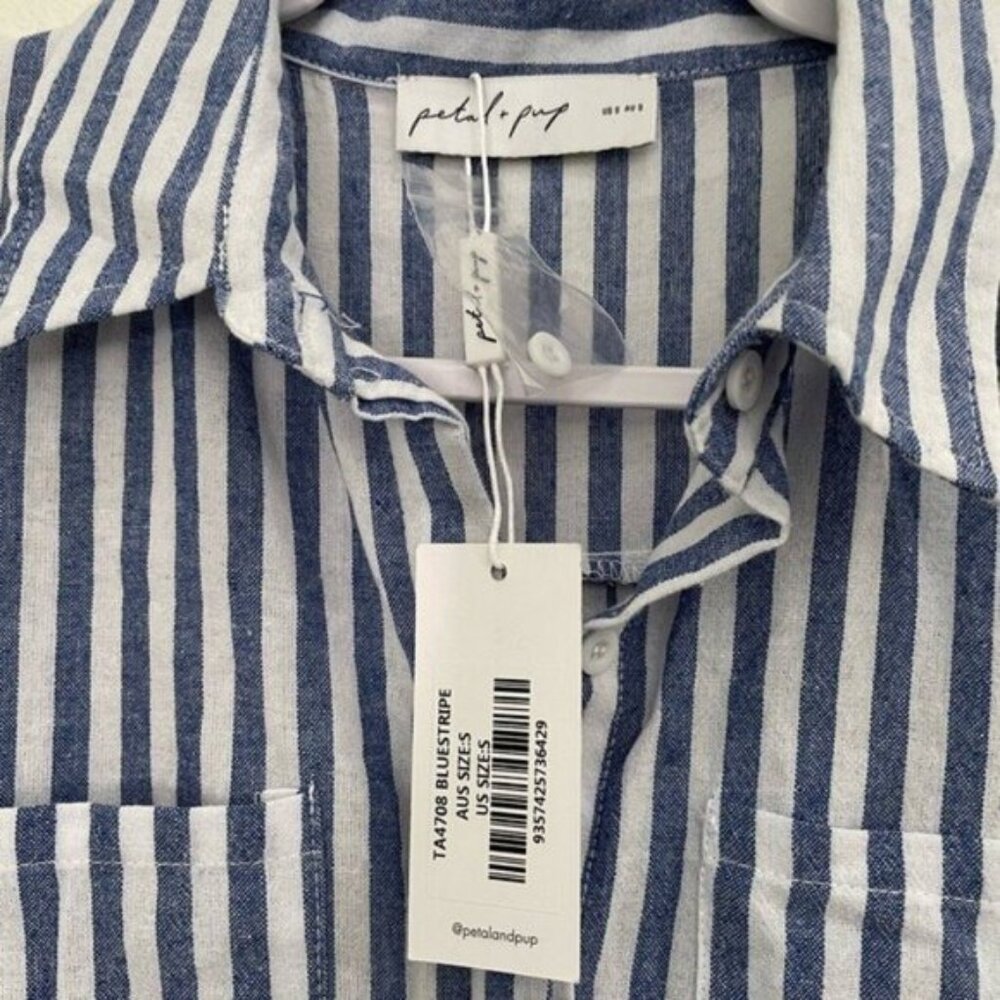 New Petal & Pup Striped Button Top Preppy Old Money Nautical Chic Academia - Picture 7 of 10